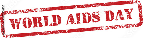 World AIDS Day Red Grunge Text Stamp in Rectangular Border