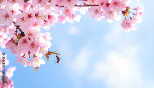 春のイメージ　桜の花　カラフルで幻想的な背景