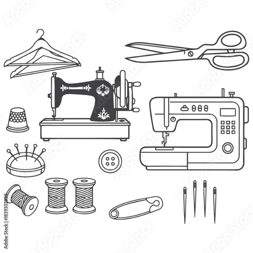 Collection of Sewing and Tailoring Tools and Supplies