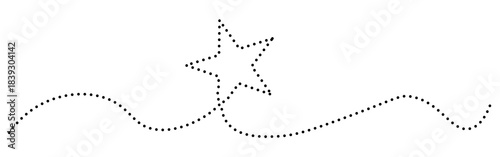 Curved dotted line with hand drawn star for graphic element