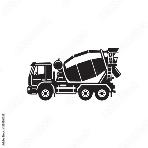 Concrete Mixer Truck Construction Vehicle Vector Illustration