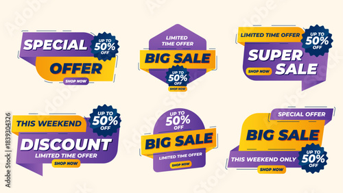 Premium sale label and coupon vector design bundle for store signage, advertising layouts, social media campaigns, and holiday deals.
