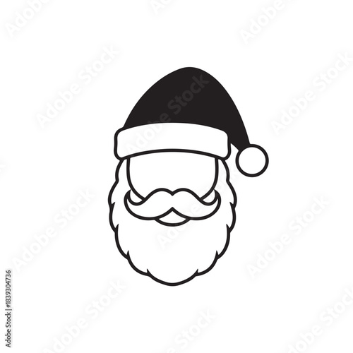 Santa Claus Face Icon Minimal Santa Beard Illustration Christmas Outline Vector
