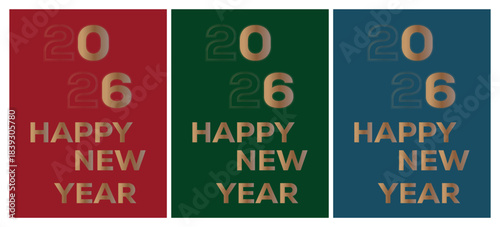 Happy New Year 2026 collection of vector designs background. Happy New Year 2026 greeting card Celebration background Golden. 