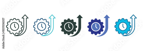 Time Optimizer Icon Set Multiple Style Of