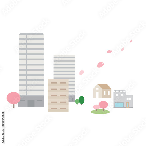 春の郊外の風景