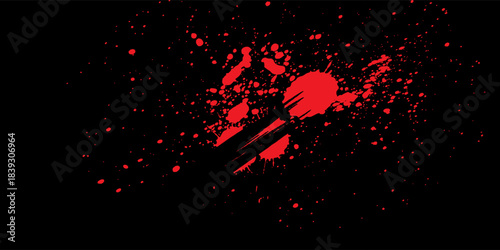 Blood splatter. Halloween blood drops party decorations, spooky halloween grunge dripping blood splashes flat vector illustration set. Blood splash silhouettes