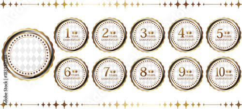 高級感のある周年記念エンブレムセット　1周年から10周年
