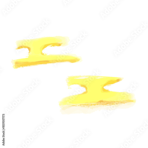 水彩の金色の雲（和風ブラシ）/ Watercolor Japanese Gold Clouds