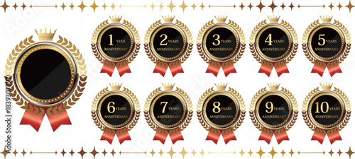 高級感のある周年記念エンブレムセット　1周年から10周年