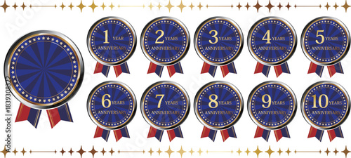 高級感のある周年記念エンブレムセット　1周年から10周年