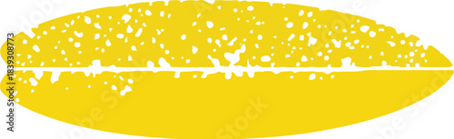 Bright yellow distressed lipstick kiss print graphic element symbolizing passion romance and bold cosmetic expression on a clean white background