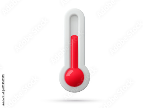 3d red thermometer icon for temperature and fever
