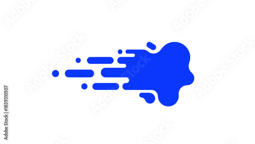 Dynamic blue liquid splash with speed trail effect