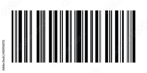 Black and white barcode icon on white background