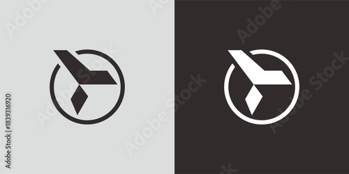 Abstract logo encircled opposing shades