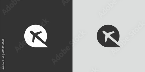 Airplane soars from a circular emblem