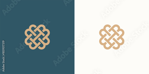 Interwoven knot on diverse backgrounds