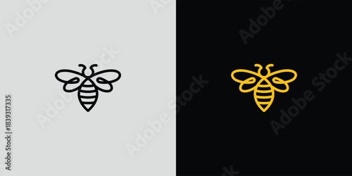 Linear bee design on contrasting backgrounds