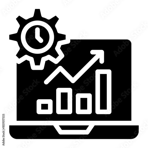 black laptop with gear and graph clip art preview
