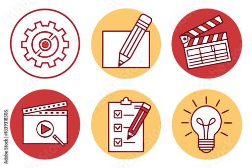 Minimal Creative Production Workflow Icon Set  Pur Vector Icon Set