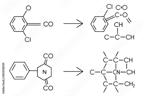 Thin Line Chemical Reaction Process Icon Set  Whit Vector Icon Set