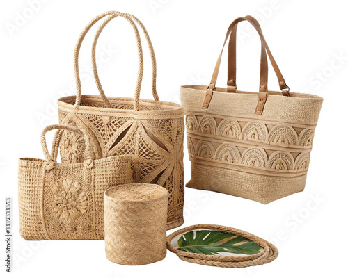 Jute handbags isolated on white background 2