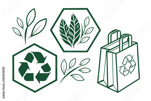 Geometric Sustainable Packaging Symbol Icon Set  P Vector Icon Set