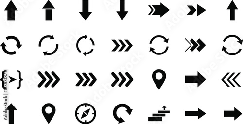 Collection of various directional arrows and symbols