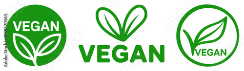 vegan green bio button icon set
