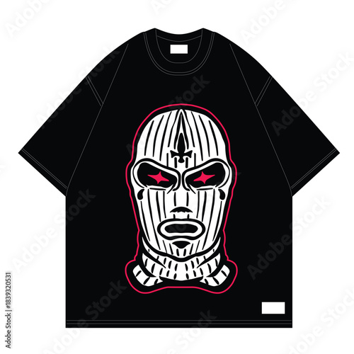 white masked man streetwear design tshirt
