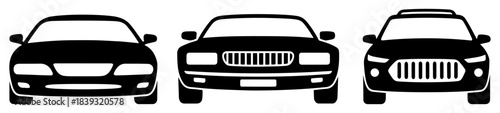 car silhouette icon set vector