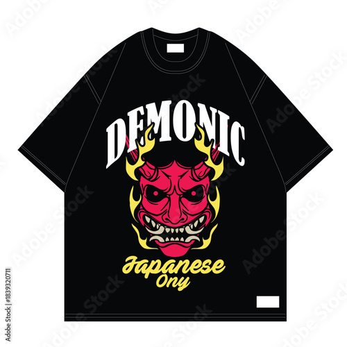red demonic oni streetwear japanese