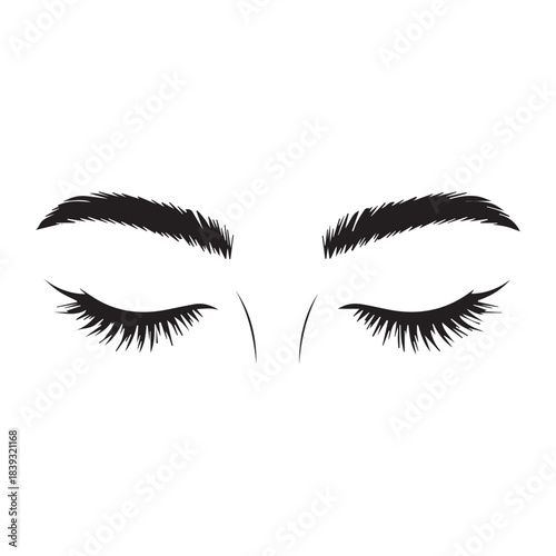  Stylized Human Eye with Eyelashes and Eyebrow Line Art