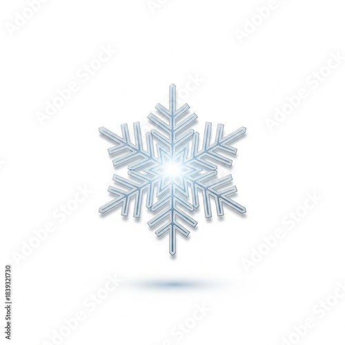 Beautifully designed blue and white snowflake icon, representing winter and cold weather, isolated on a white background