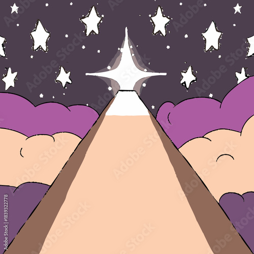 Bright star leads a path through the night sky