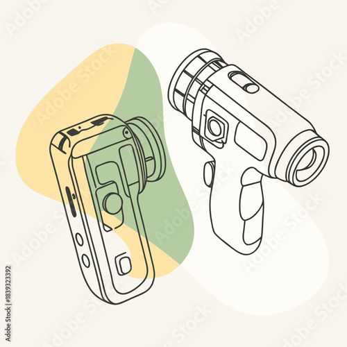 Outline drawings of two modern electronic devices