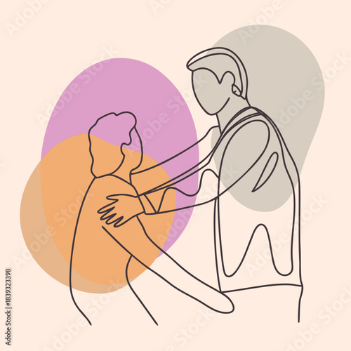 Person offering comforting hands in abstract illustration