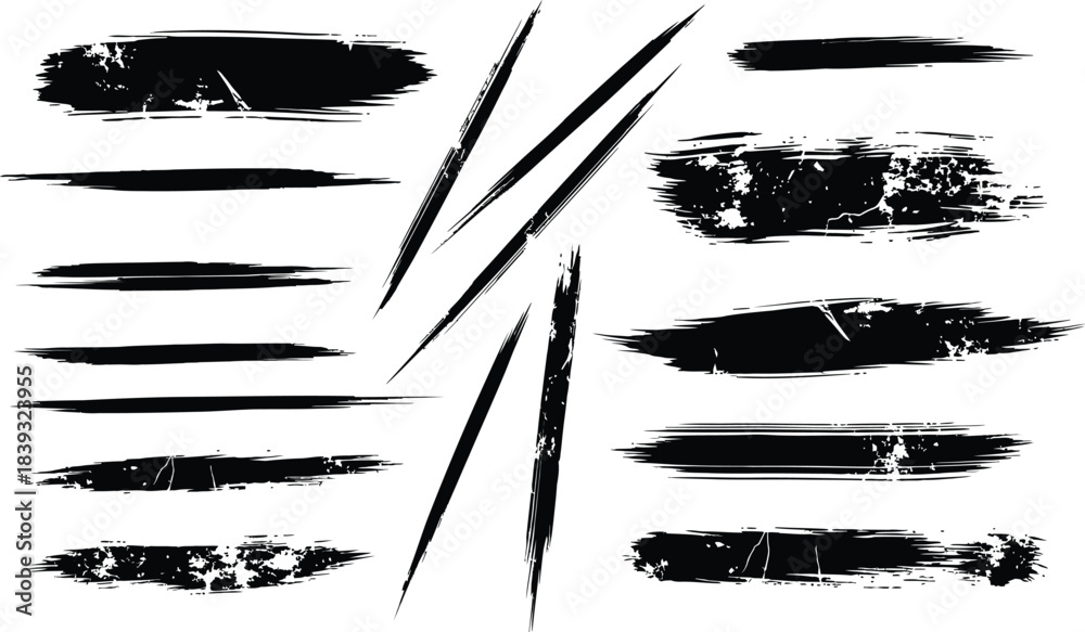 Αυτοκόλλητο Collection of aggressive scratch marks and dirty grunge horizontal brush strokes