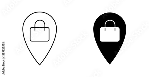 Shopping Location Pin Icon, Retail Map Marker, Store Navigation Symbol