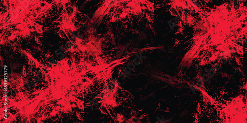 Vibrant Red Splatter and Brush Stroke Abstract Background on Black Intense Chaotic Paint Splashes and Streaks for Dynamic Graphic Design