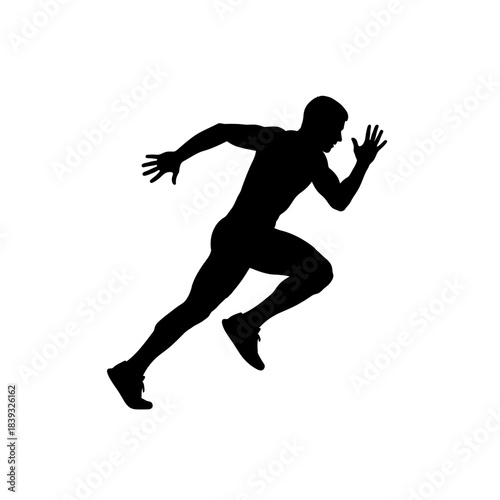 Dynamic silhouette of a runner sprinting with power, embodying speed and athleticism, perfect for fitness brands and sports marketing campaigns