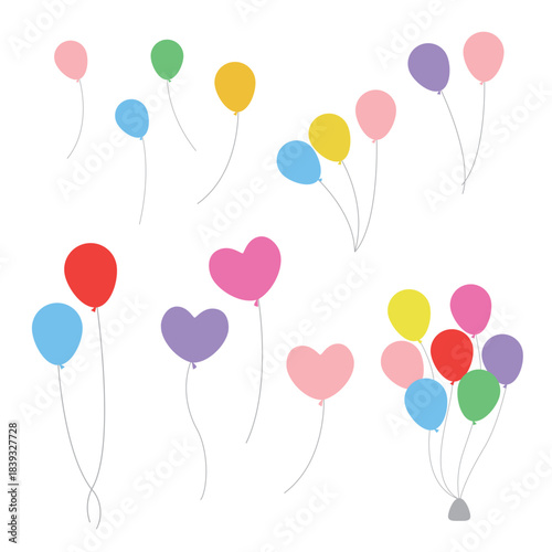 カラフルな風船のイラスト素材