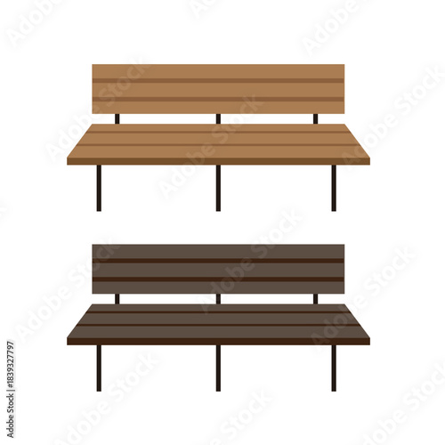 2色の木製ベンチのイラスト素材