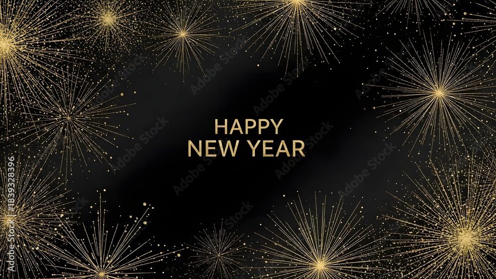 Naklejka premium Festive happy new year background with golden glitter and sparkling lights for celebrations