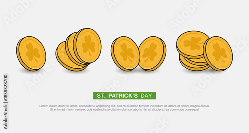 Coin collection with clover, stack and single coin icons