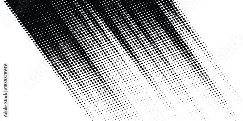 Abstract vector halftone tilted background with grainy stripes. Dotted texture and trendy halftone tonal gradation effect.