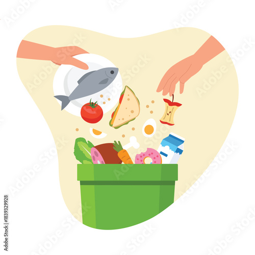 Vector illustration of bowling game. Cartoon scene of cheerful boy with curly hair, dressed in hoodie, shorts, sneakers, holding yellow bowling ball to hit the pins isolated on white background.