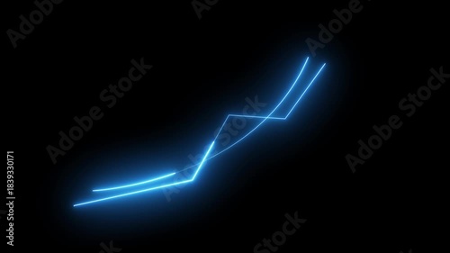 Neon business graph animation. Glowing neon arrow business graph icon animation on black background.