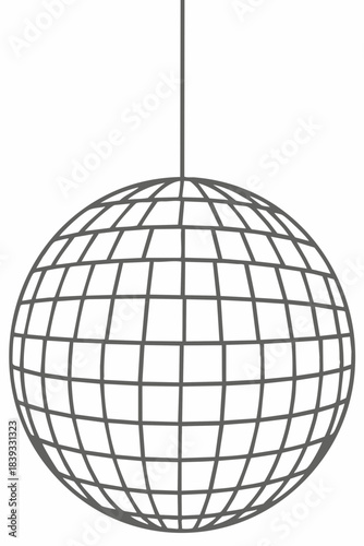 Mirror ball line art. Spherical vectors.